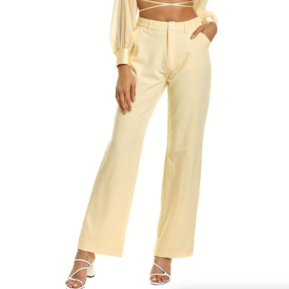 WeWoreWhat CLASSIC STRETCH CREPE TROUSERS in Buttermilk - Size 0 - Picture 2 of 2